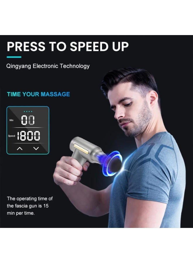 استمتع براحة عضلية فورية مع مسدس المساج الاحترافي – قوة عميقة لتدليك الأنسجة وتحفيز الاستشفاء العضلي، مثالي للرياضيين ومحبي اللياقة البدنية، مزود ببطارية ليثيوم آمنة، وإعدادات متعددة لراحة مثالية في أي وقت وأي مكان - Image 5